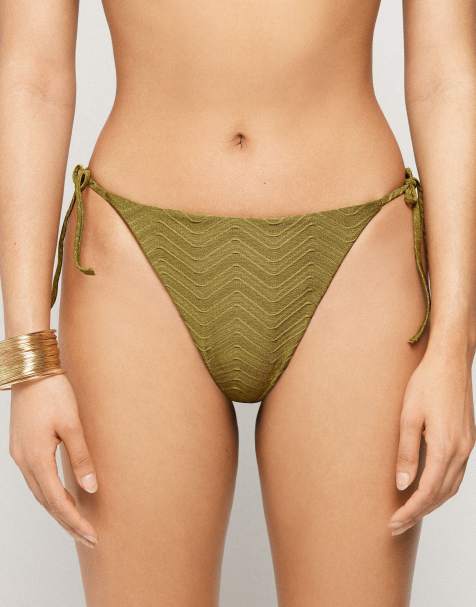Tezenis sparkling brazillian tie side bottoms in olive green - view 1
