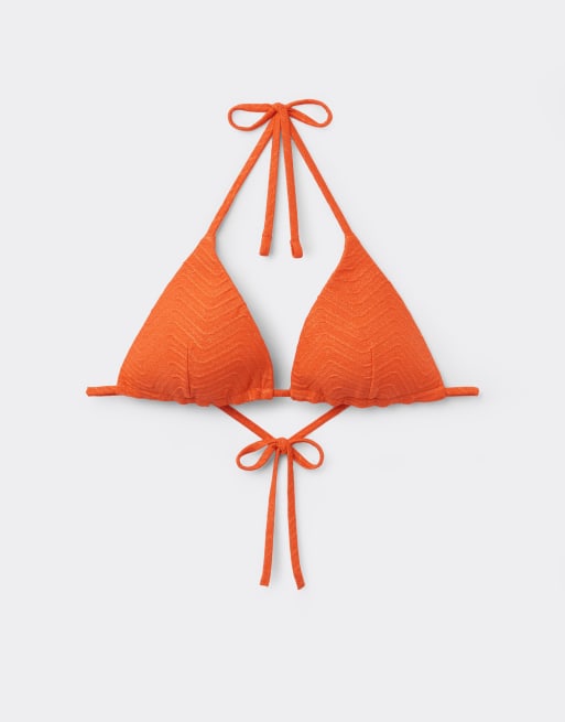 Tezenis sparkling tie bikini top in sunset orange, 6 of 6