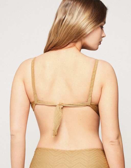 Tezenis sparkling touch bikini top in gold, 2 of 6