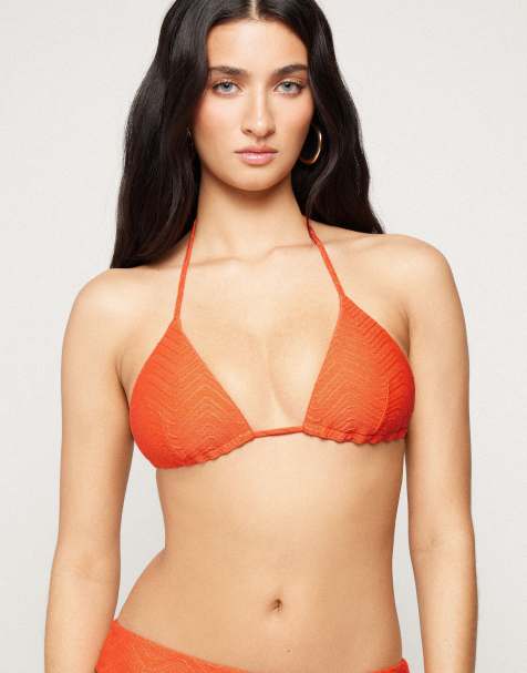 Tezenis sparkling tie bikini top in sunset orange