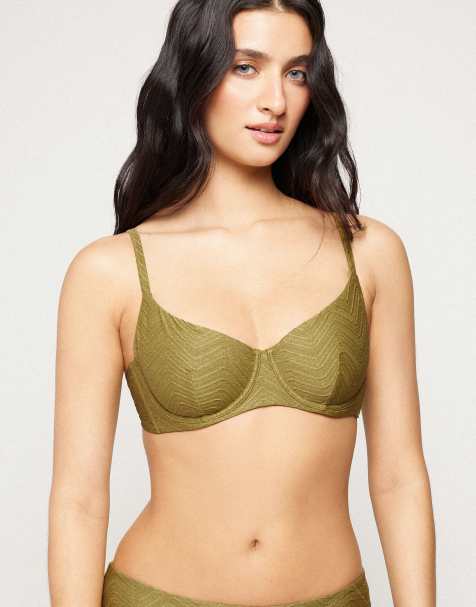 Tezenis sparkling bikini top in olive green
