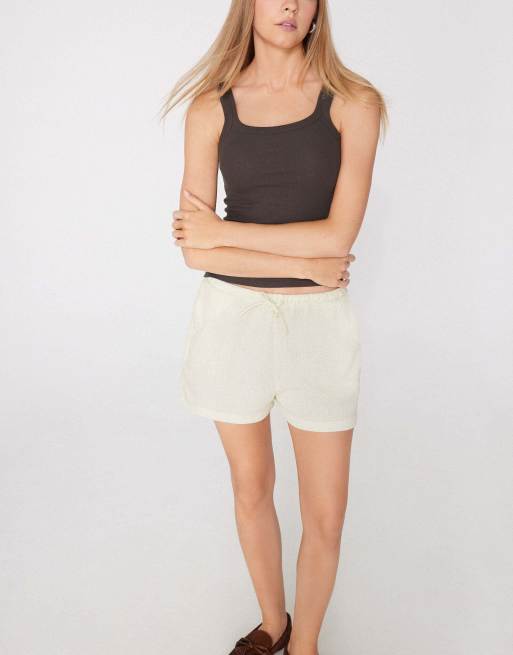 Tezenis Square neck ribbed cotton camisole in chocolate, 3 of 5