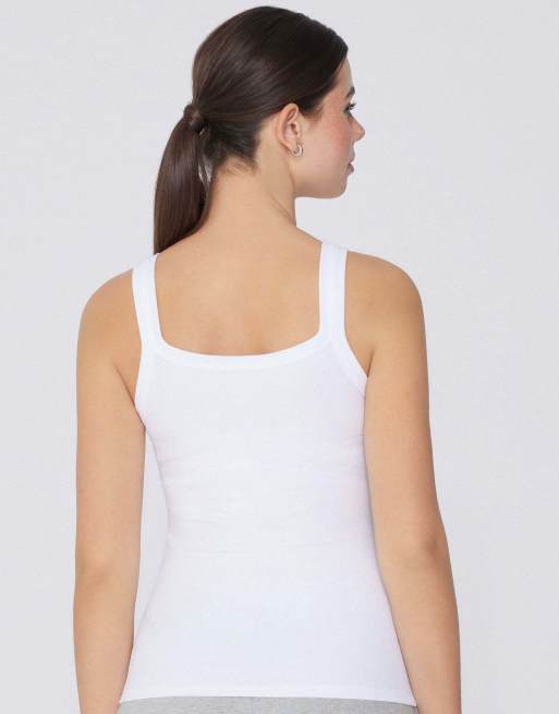 Tezenis Square neck ribbed cotton camisole in white, 2 of 5