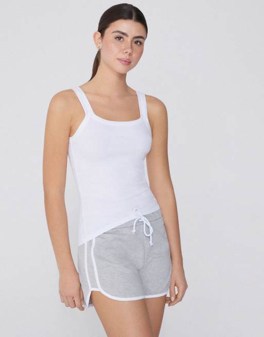 Tezenis Square neck ribbed cotton camisole in white, 4 of 5