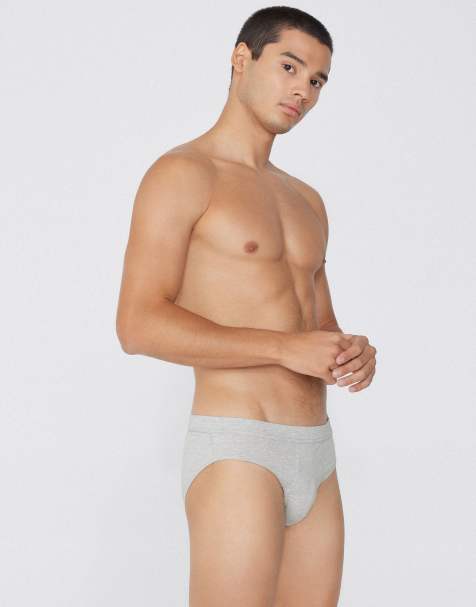 Tezenis Stretch cotton briefs in mottled light grey - view 1