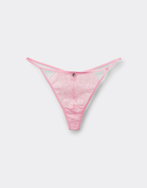 Tezenis Sugar dream tanga panel g-string in sugar pink, 5 of 5