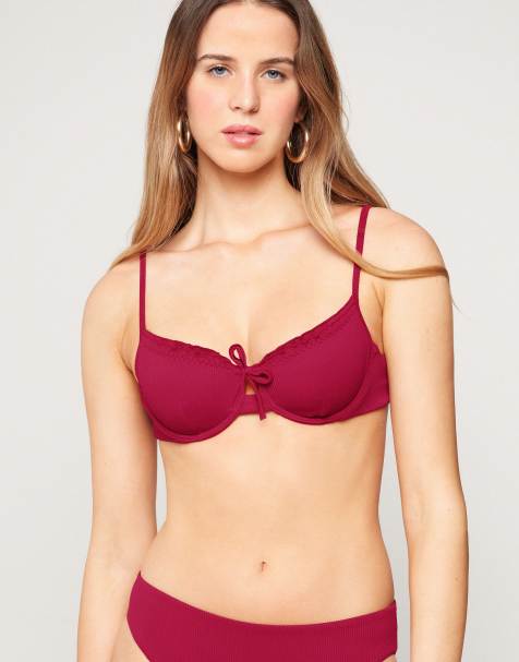 Tezenis Sunny days balconette bikini top in red babylon