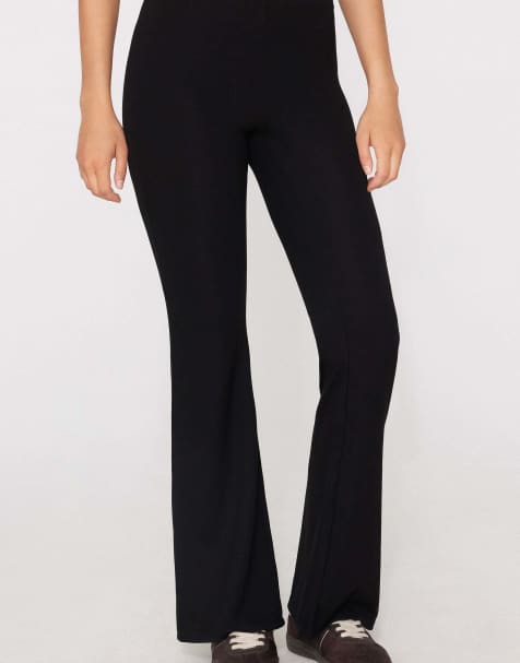 Tezenis Superior softness ribbed flare trousers in black - view 1