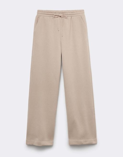 Tezenis Thick brushed fleece palazzo trousers in beige, 5 of 5