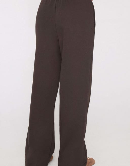 Tezenis Thick brushed fleece palazzo trousers in brown, 2 of 5