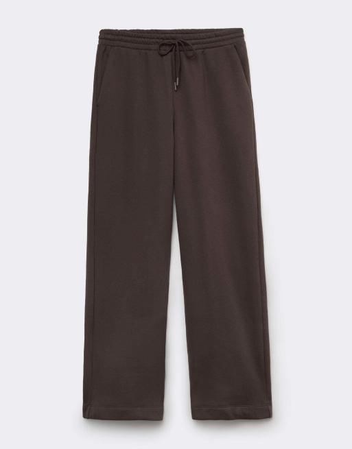 Tezenis Thick brushed fleece palazzo trousers in brown, 5 of 5