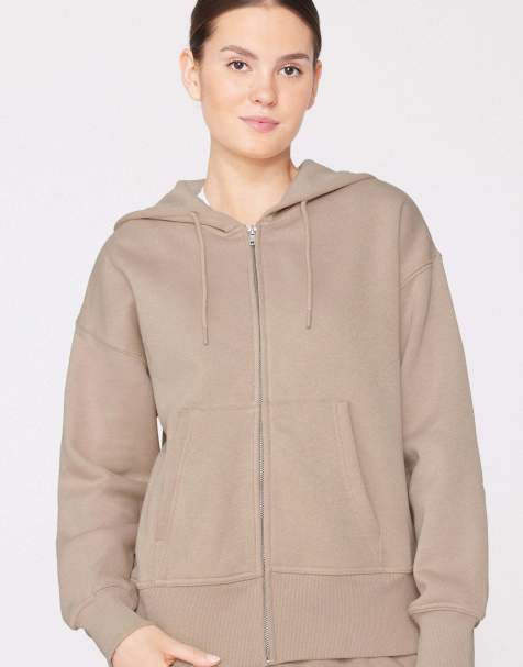 Tezenis Thick brushed fleece zip-up hoodie in beige - view 1