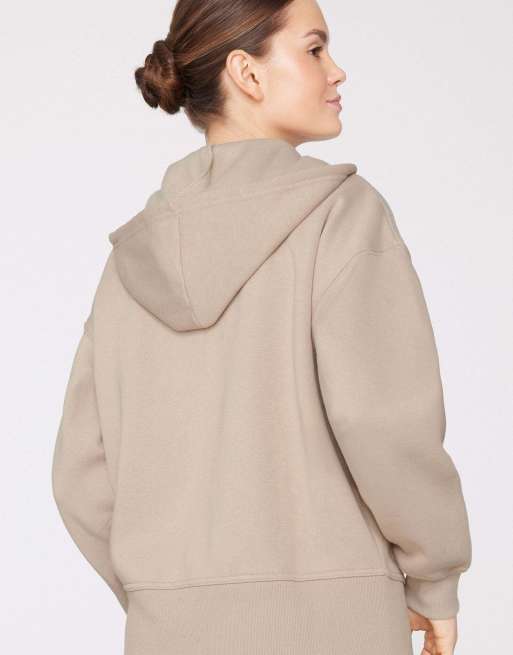 Tezenis Thick brushed fleece zip-up hoodie in beige, 2 of 5