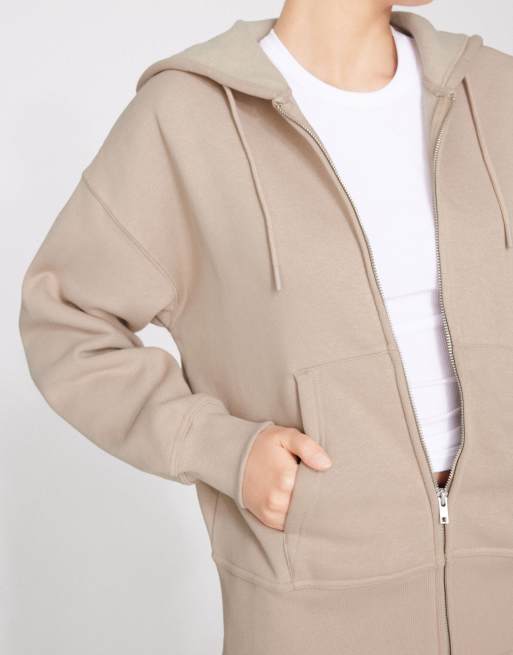 Tezenis Thick brushed fleece zip-up hoodie in beige, 3 of 5