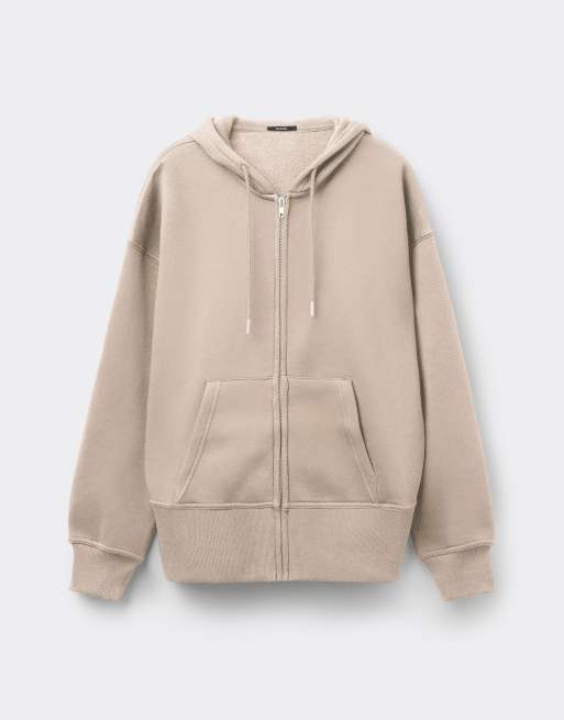 Tezenis Thick brushed fleece zip-up hoodie in beige, 5 of 5