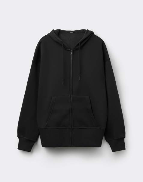 Tezenis Thick brushed fleece zip-up hoodie in black - view 1