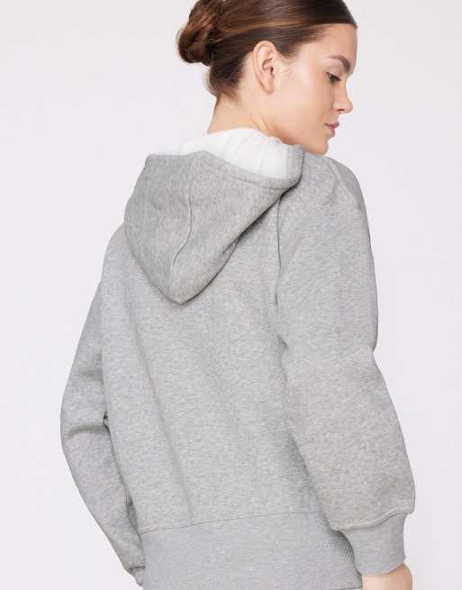 Tezenis Thick brushed fleece zip-up hoodie in ice grey melange, 2 of 5