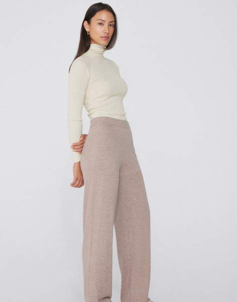 Tezenis Thick palazzo trousers with wool in almond melange