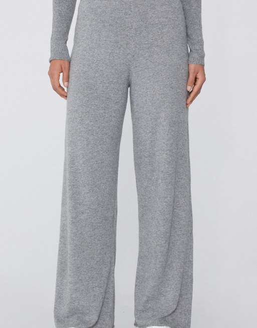 Tezenis Thick palazzo trousers with wool in grey melange