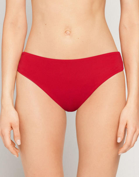 Tezenis timeless look bikini bottoms in red gloss - view 1