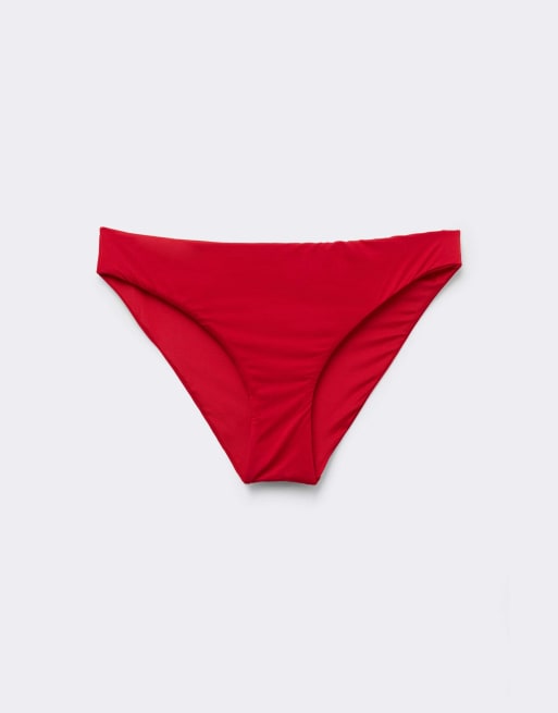 Tezenis timeless look bikini bottoms in red gloss, 5 of 5