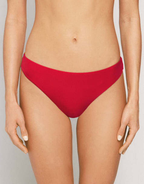 Tezenis timeless look brazillian bikini bottoms in red gloss - view 1