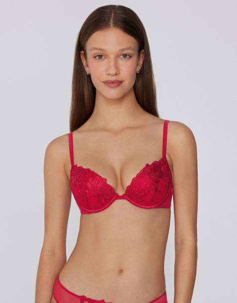 Tezenis Venice rose wonder padded push-up bra in winter red - view 1