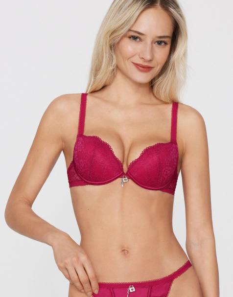 Tezenis Venice secret love padded push-up bra in raspberry - view 1