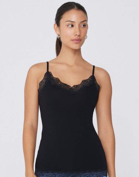 Tezenis Viscose and lace camisole in black - view 1
