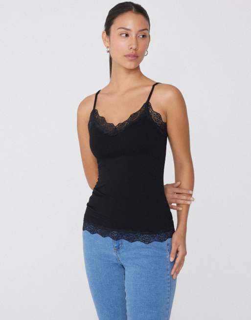 Tezenis Viscose and lace camisole in black, 4 of 5