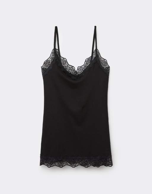 Tezenis Viscose and lace camisole in black, 5 of 5