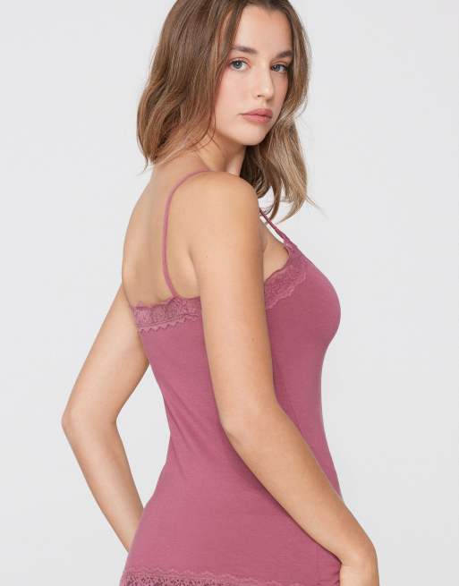 Tezenis Viscose and lace camisole in cameo pink, 2 of 5