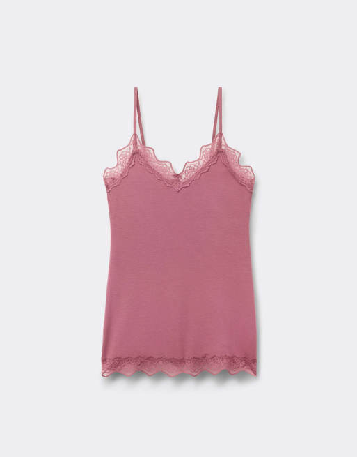 Tezenis Viscose and lace camisole in cameo pink, 5 of 5