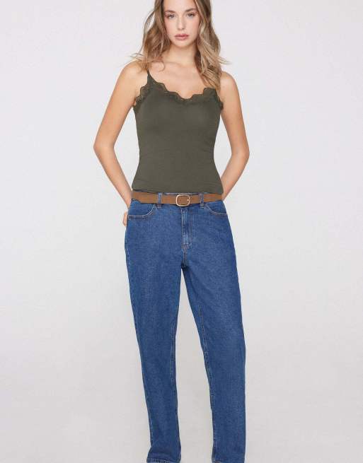 Tezenis Viscose and lace camisole in green camo, 4 of 5