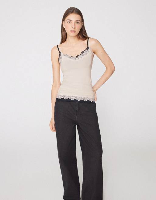 Tezenis Viscose and lace camisole in ivory, 4 of 5