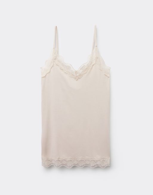 Tezenis Viscose and lace camisole in ivory, 5 of 5