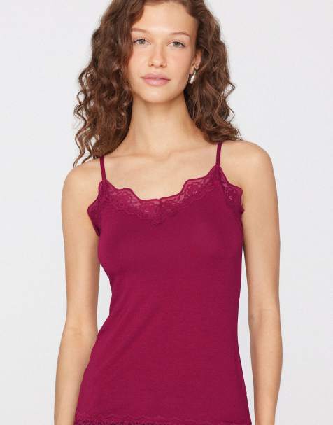 Tezenis Viscose and lace camisole in red babylon