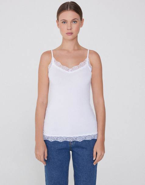 Tezenis Viscose and lace camisole in white