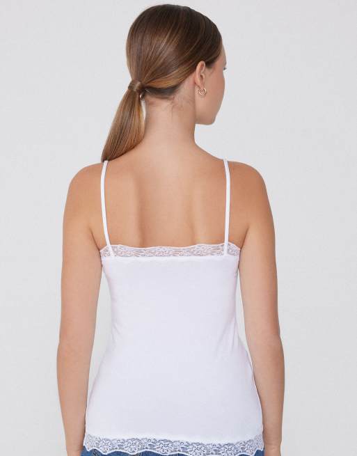 Tezenis Viscose and lace camisole in white, 2 of 5