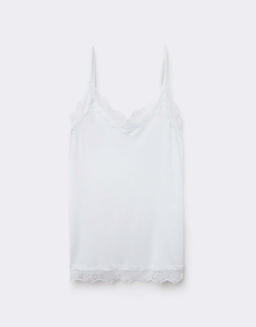 Tezenis Viscose and lace camisole in white, 5 of 5