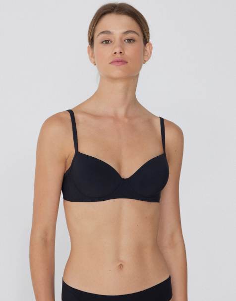 Tezenis Wien microfibre balconette bra in black - view 1