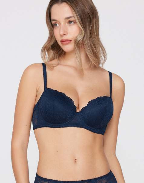 Tezenis Wien lace slightly padded balconette bra in absolute blue - view 1