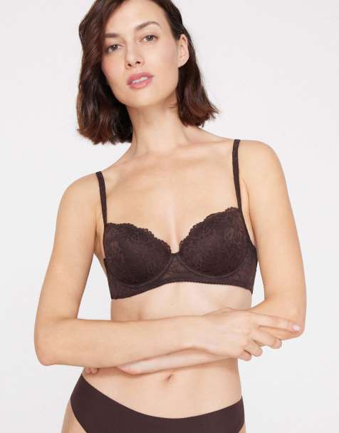 Tezenis Wien&nbsp;lace&nbsp;slightly&nbsp;padded&nbsp;balconette&nbsp;bra in brown - view 1