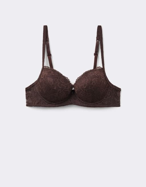 Tezenis Wien&nbsp;lace&nbsp;slightly&nbsp;padded&nbsp;balconette&nbsp;bra in brown, 5 of 5