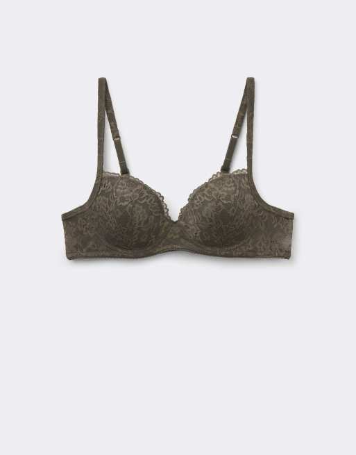 Tezenis Wien&nbsp;lace&nbsp;slightly&nbsp;padded&nbsp;balconette&nbsp;bra in green camo, 5 of 5