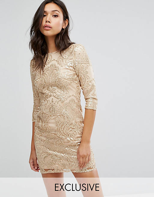 TFNC Allover Sequin Dress With Scalloped Open Back | ASOS