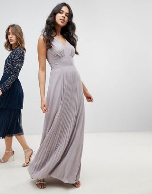 TFNC – Ärmlös maxiklänning med plisserad kjol för brudtärna-Grå