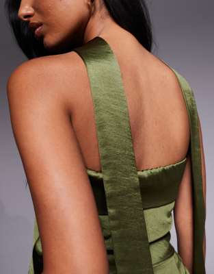 Tfnc Bandeau Top With Neck Scarf Detail In Green