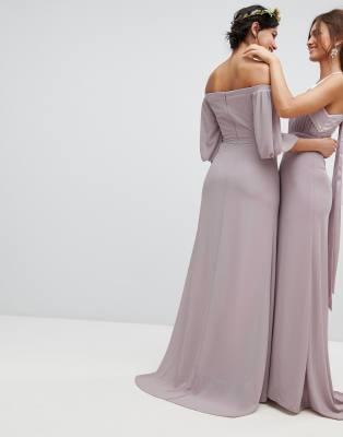 tfnc bardot maxi bridesmaid dress with fishtail and embellished waist