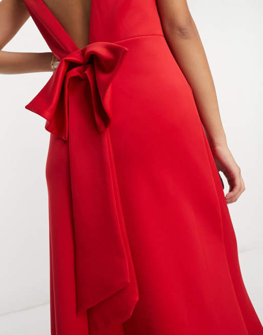 TFNC bow back maxi dress in red